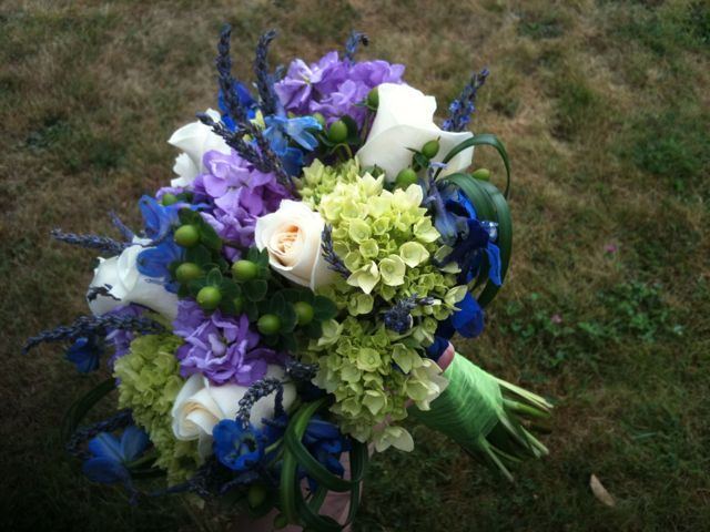 berry blue bouquet bridal flower green hypericum purple wedding